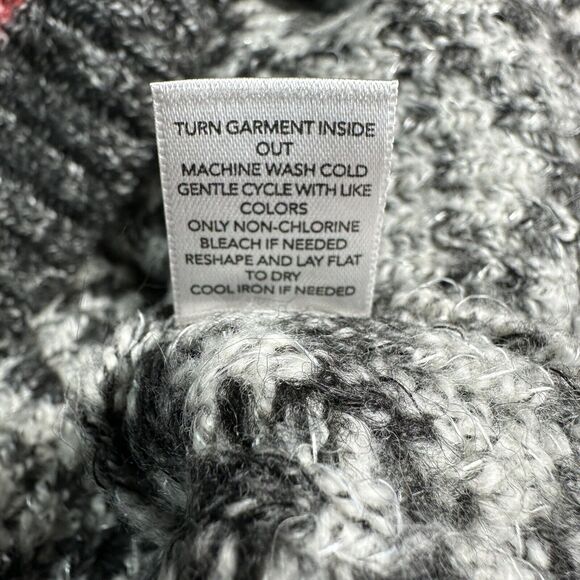 Christopher & Banks Womens Size X Large Black Gray Mock Neck Sweater 1/4 Zip Top - Picture 9 of 9